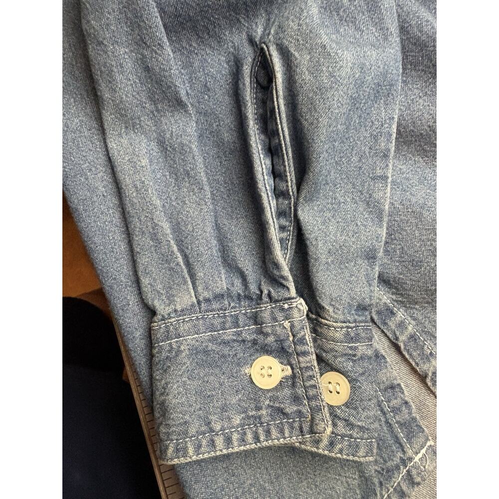 Bill Blass Jeans Denim Shirt Small Collar Long Sleeve Hand Embroidered Cotton! - Picture 13 of 13